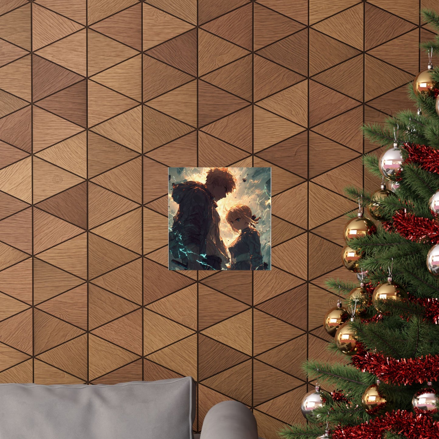 Saber and Emiya Shirou, Fate Stay Night Unlimited Blade Works Matte Vertical Poster Wall Art