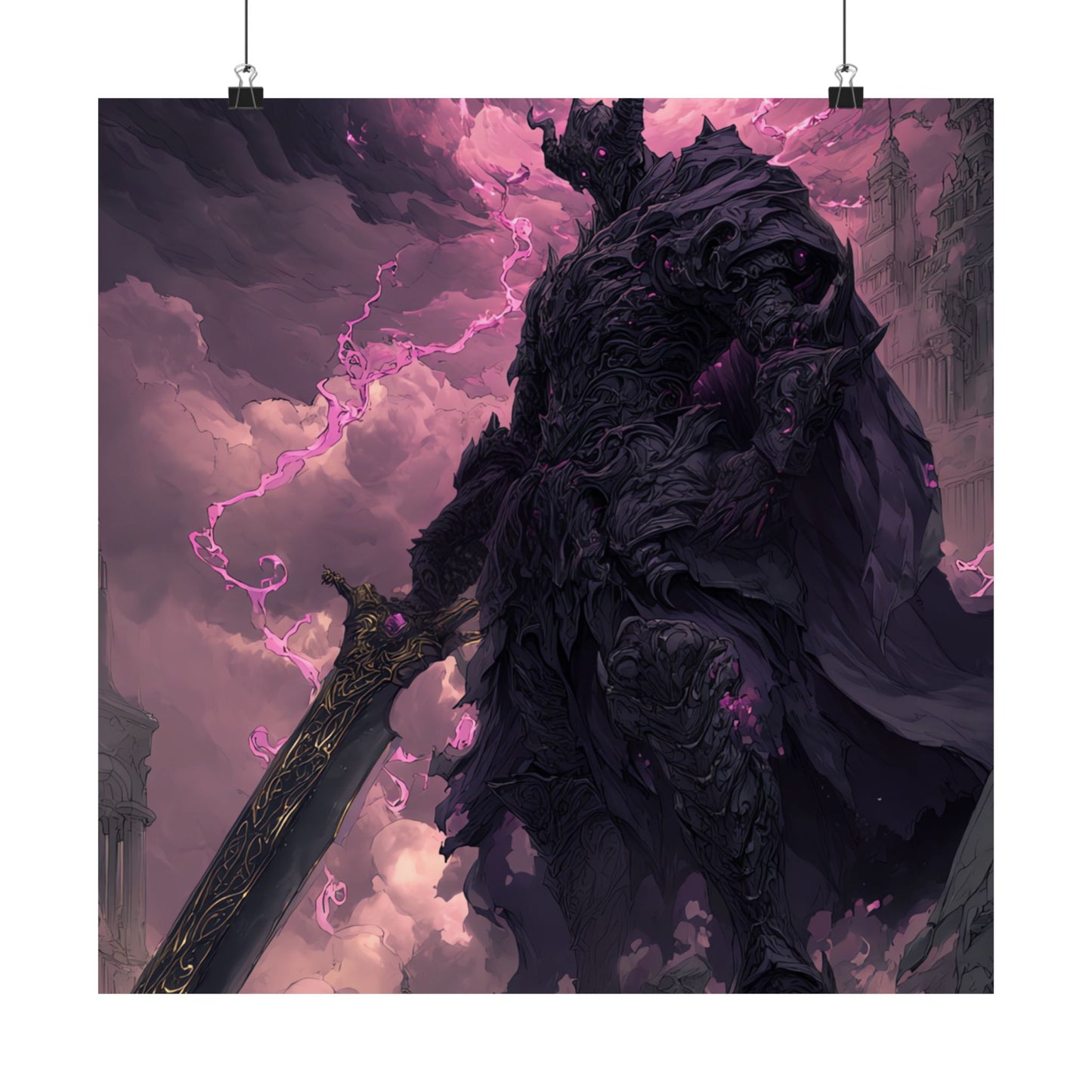 Dark Elemental Knight, Original Anime Art Matte Vertical Poster Wall Art
