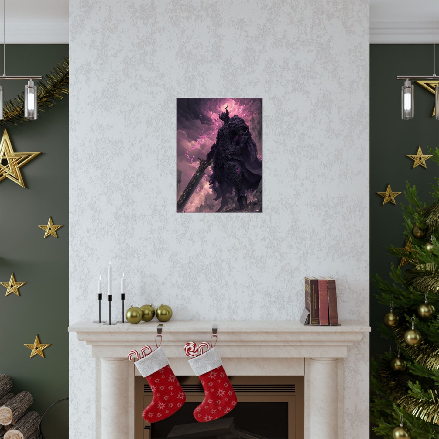 Dark Elemental Knight, Original Anime Art Matte Vertical Poster Wall Art