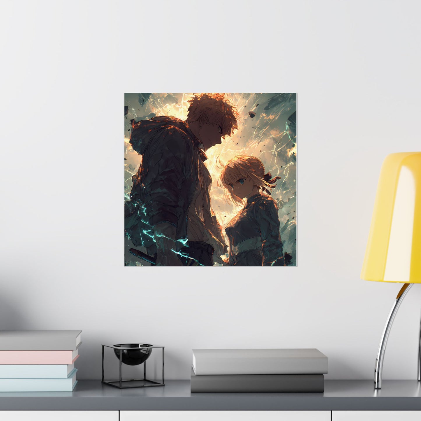 Saber and Emiya Shirou, Fate Stay Night Unlimited Blade Works Matte Vertical Poster Wall Art