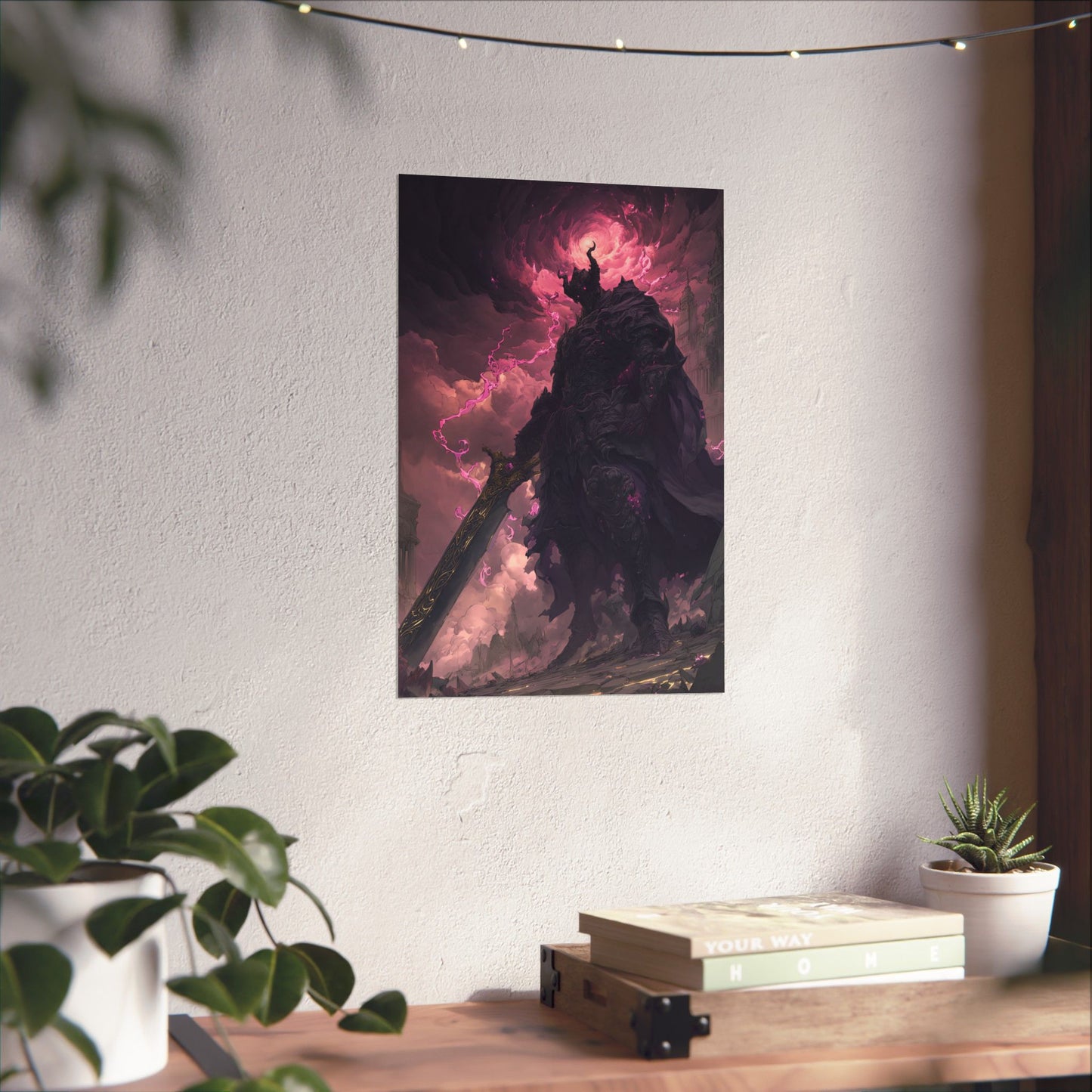 Dark Elemental Knight, Original Anime Art Matte Vertical Poster Wall Art