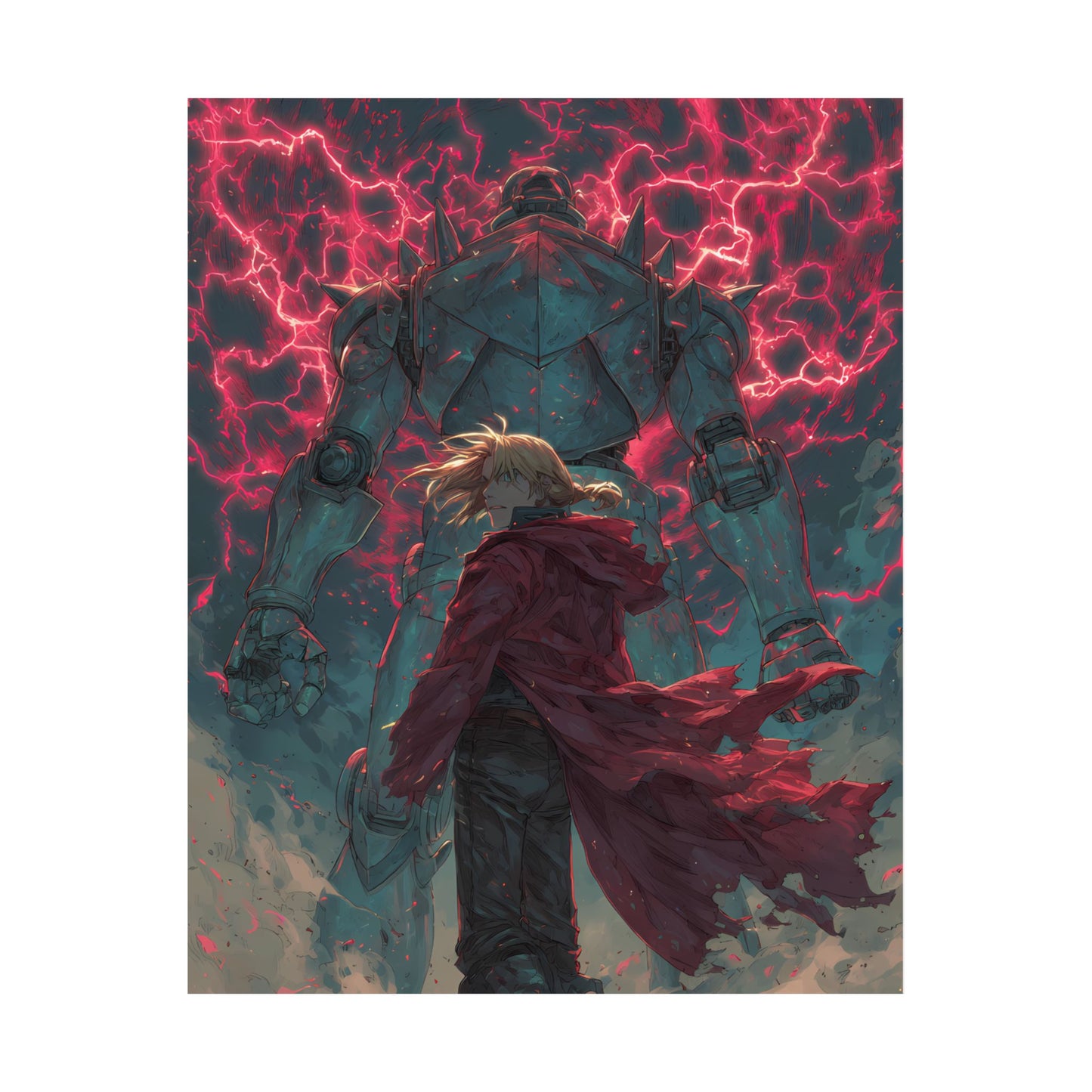Edward and Alphonse Elric, Fullmetal Alchemist Brotherhood Anime Matte Vertical Poster Wall Art