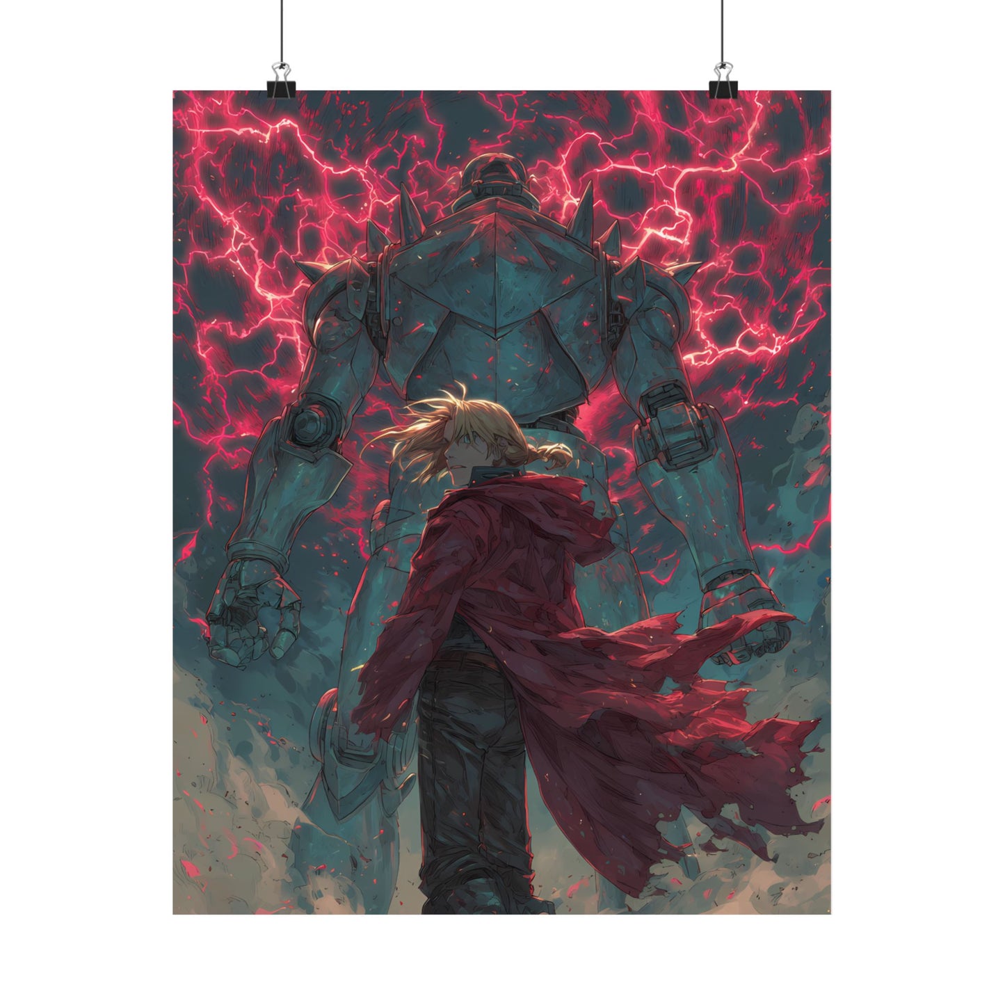 Edward and Alphonse Elric, Fullmetal Alchemist Brotherhood Anime Matte Vertical Poster Wall Art