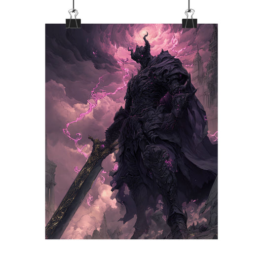 Dark Elemental Knight, Original Anime Art Matte Vertical Poster Wall Art