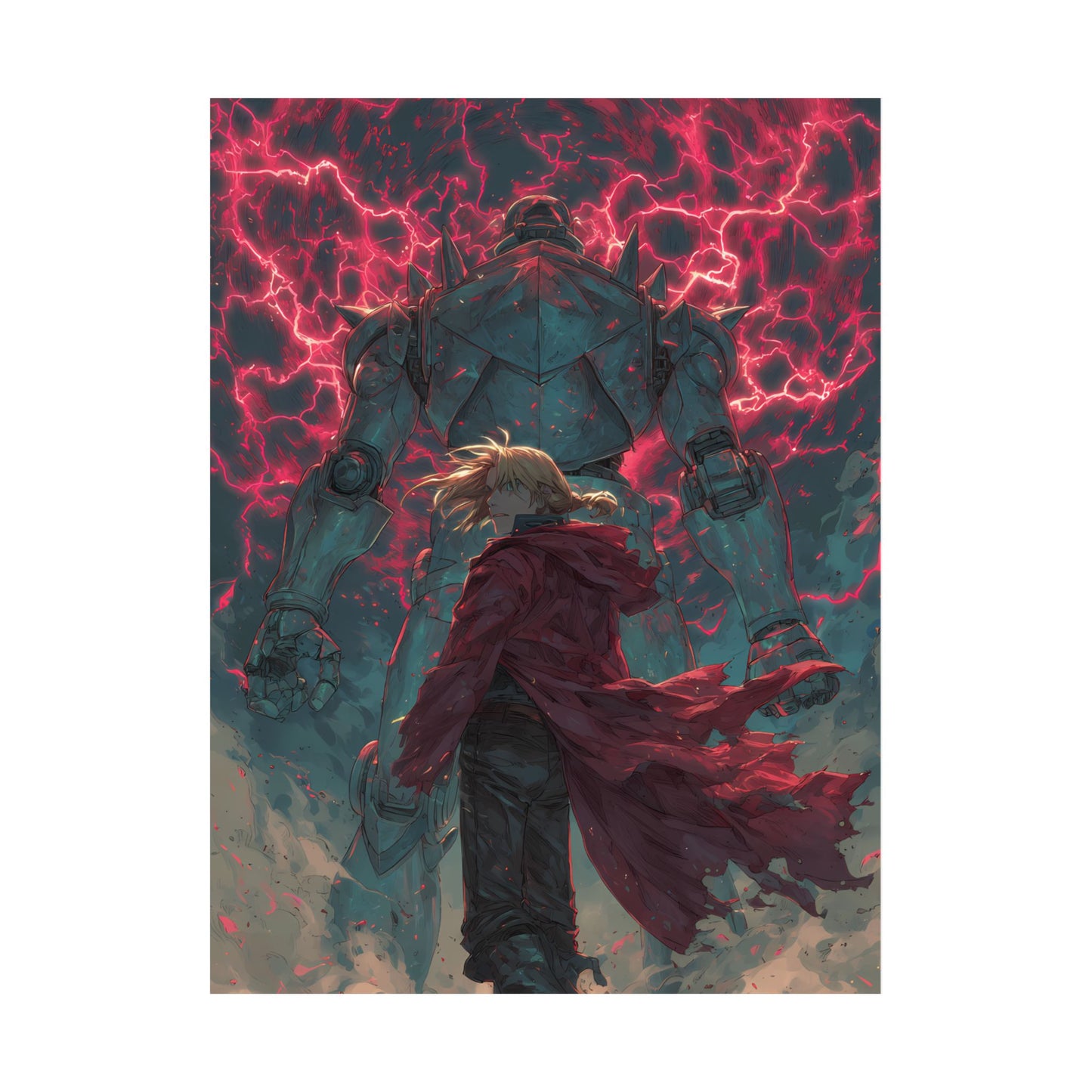 Edward and Alphonse Elric, Fullmetal Alchemist Brotherhood Anime Matte Vertical Poster Wall Art
