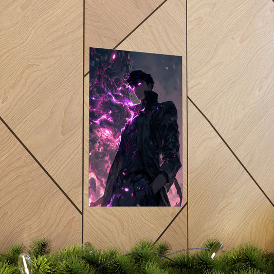Solo Leveling Sung Jinwoo Shadow Monarch Anime Fan Art Matte Vertical Poster Wall Art
