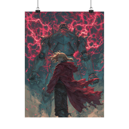 Edward and Alphonse Elric, Fullmetal Alchemist Brotherhood Anime Matte Vertical Poster Wall Art