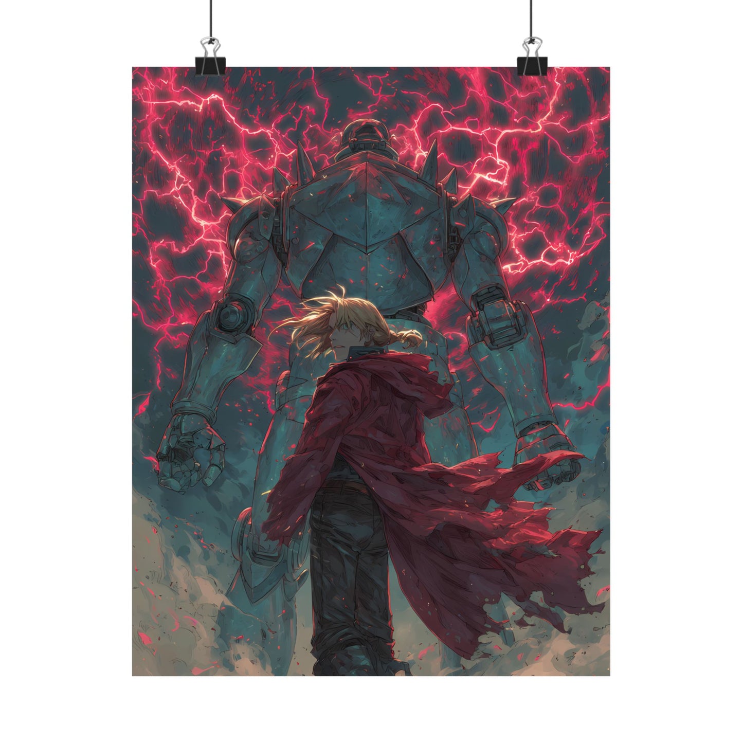 Edward and Alphonse Elric, Fullmetal Alchemist Brotherhood Anime Matte Vertical Poster Wall Art