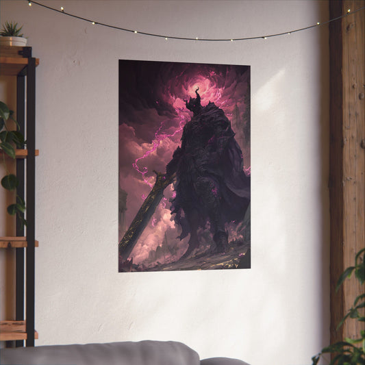 Dark Elemental Knight, Original Anime Art Matte Vertical Poster Wall Art