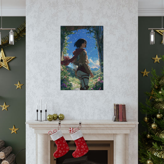 Mikasa Ackerman, Attack On Titan Anime Fan Art Matte Vertical Poster Wall Art