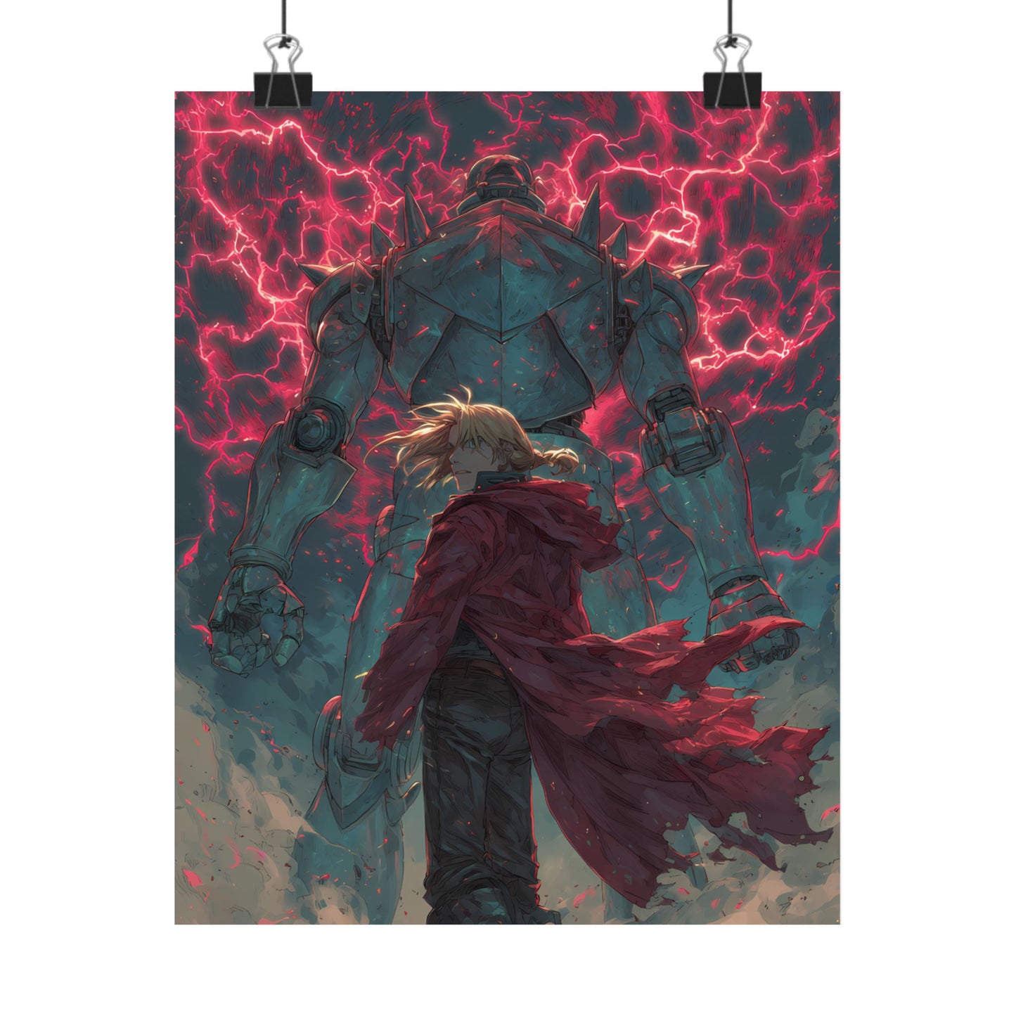 Edward and Alphonse Elric, Fullmetal Alchemist Brotherhood Anime Matte Vertical Poster Wall Art