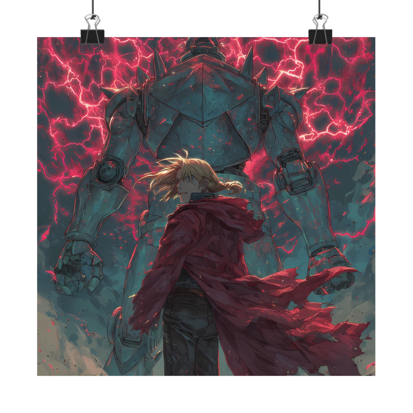 Edward and Alphonse Elric, Fullmetal Alchemist Brotherhood Anime Matte Vertical Poster Wall Art