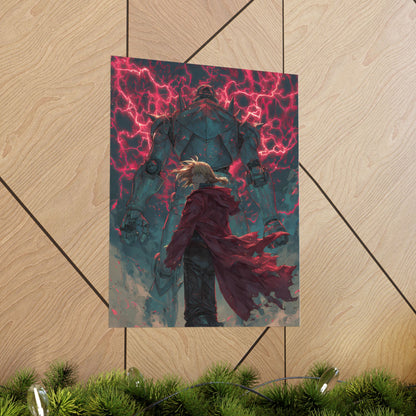 Edward and Alphonse Elric, Fullmetal Alchemist Brotherhood Anime Matte Vertical Poster Wall Art