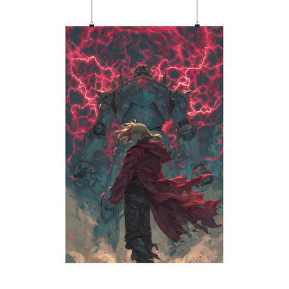Edward and Alphonse Elric, Fullmetal Alchemist Brotherhood Anime Matte Vertical Poster Wall Art