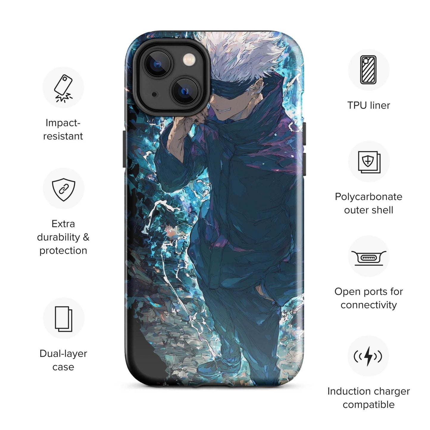 Gojo Satoru Tough Case for iPhone, Jujutsu Kaisen Anime Fan Art - Chromavolt