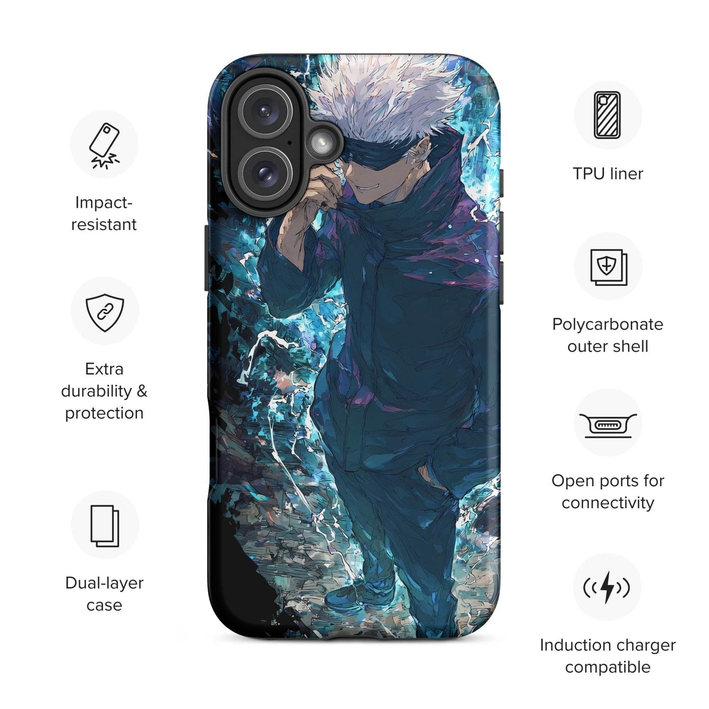 Gojo Satoru Tough Case for iPhone, Jujutsu Kaisen Anime Fan Art - Chromavolt