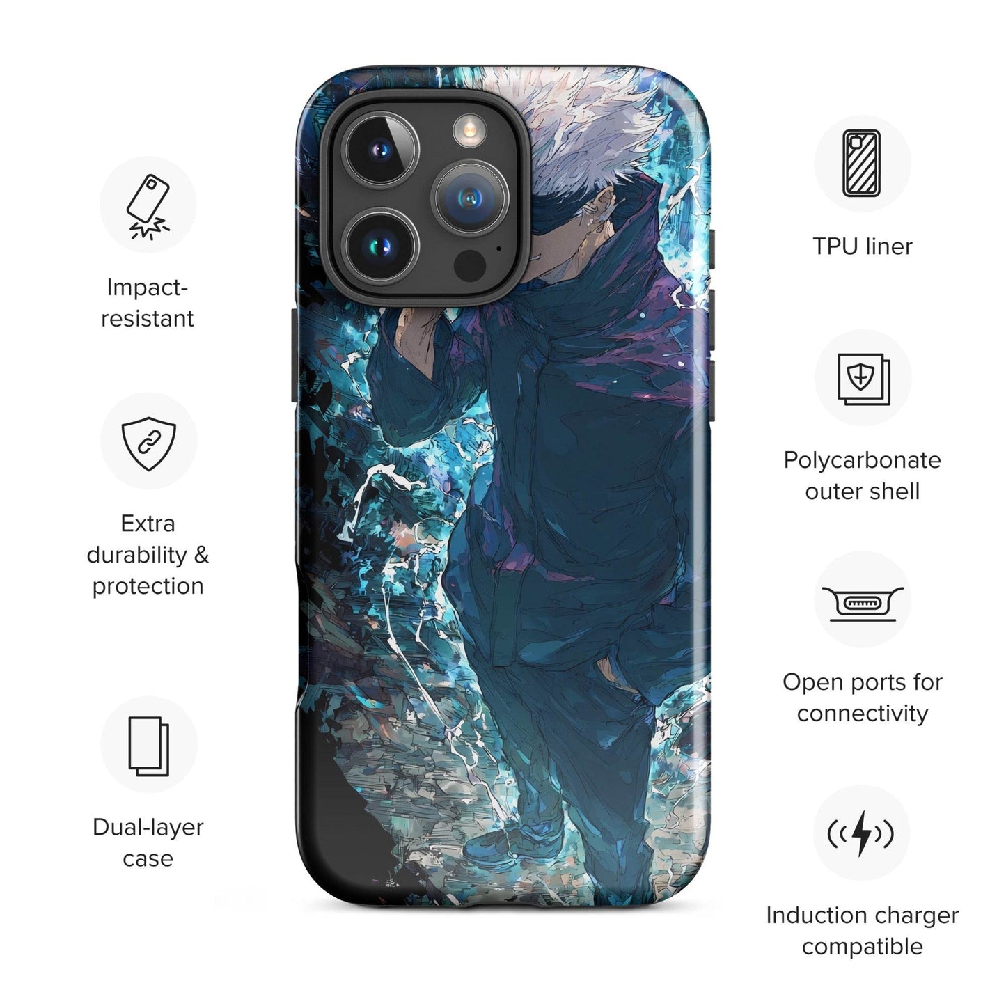 Gojo Satoru Tough Case for iPhone, Jujutsu Kaisen Anime Fan Art - Chromavolt