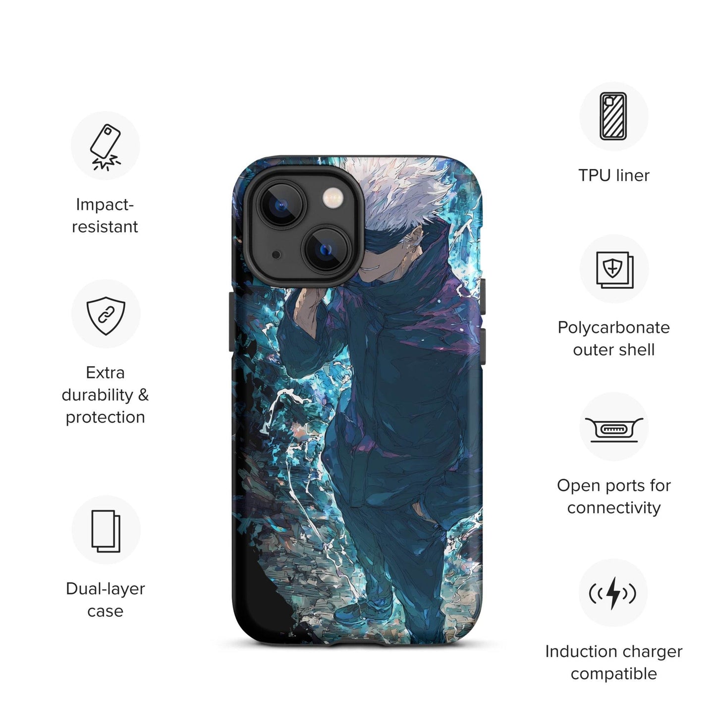 Gojo Satoru Tough Case for iPhone, Jujutsu Kaisen Anime Fan Art - Chromavolt