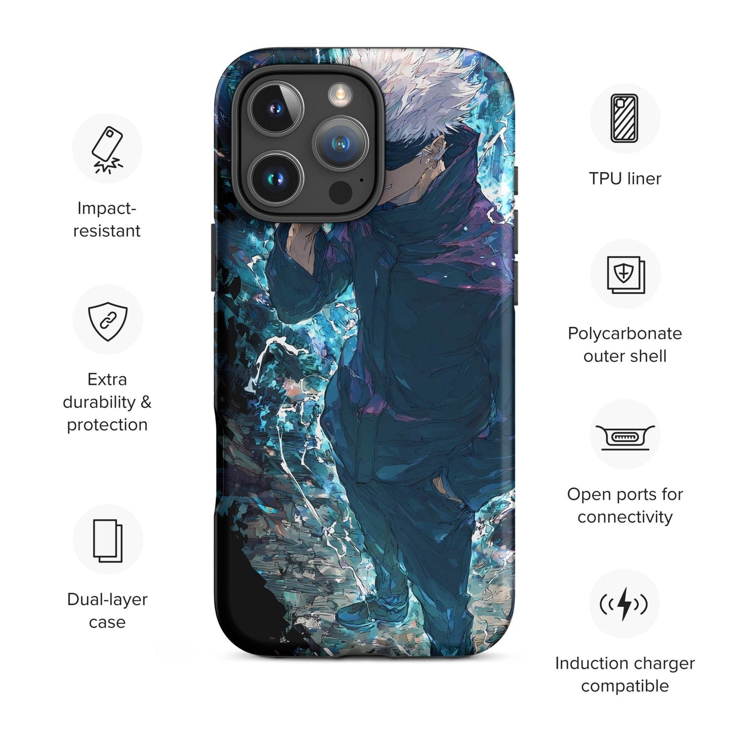 Gojo Satoru Tough Case for iPhone, Jujutsu Kaisen Anime Fan Art - Chromavolt