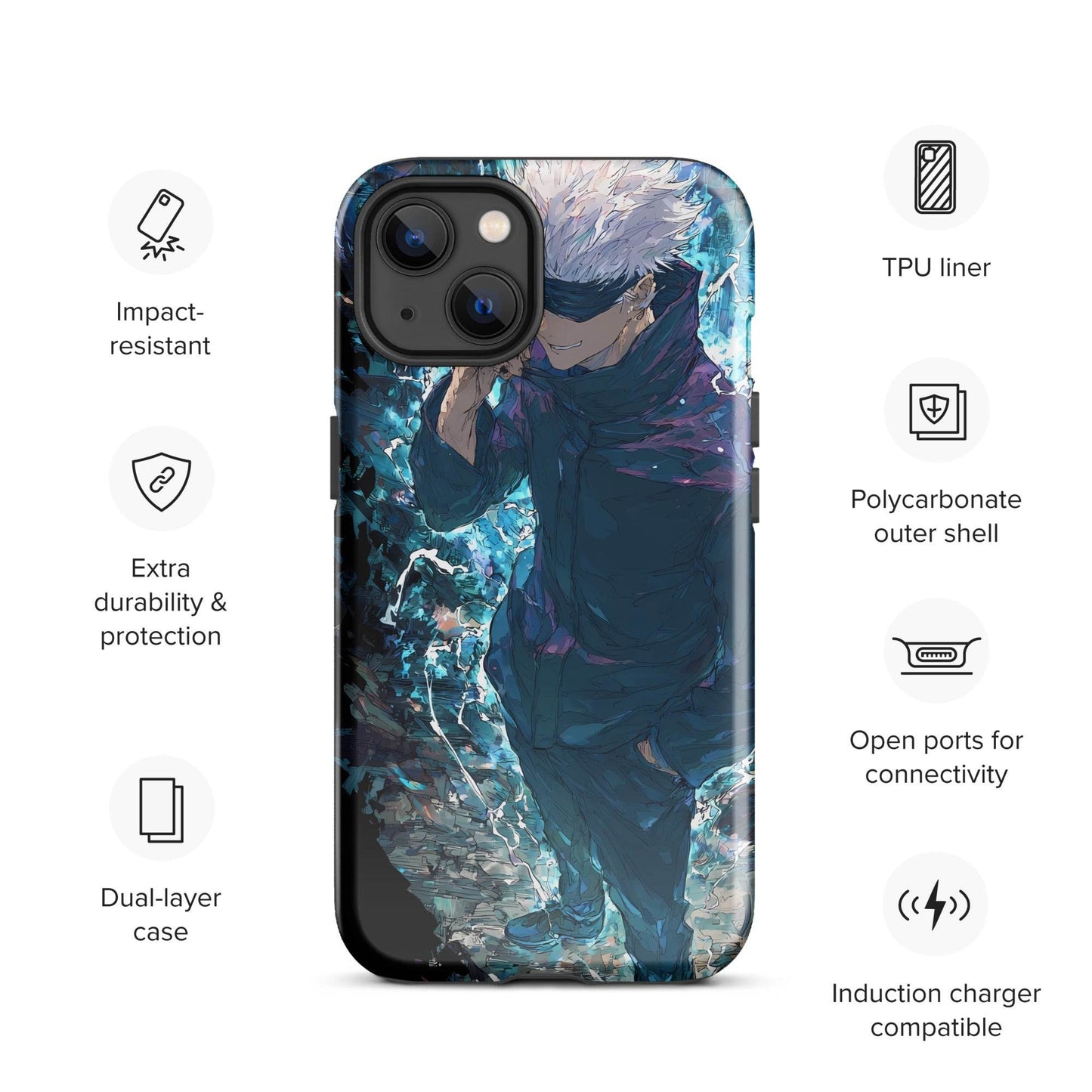 Gojo Satoru Tough Case for iPhone, Jujutsu Kaisen Anime Fan Art - Chromavolt