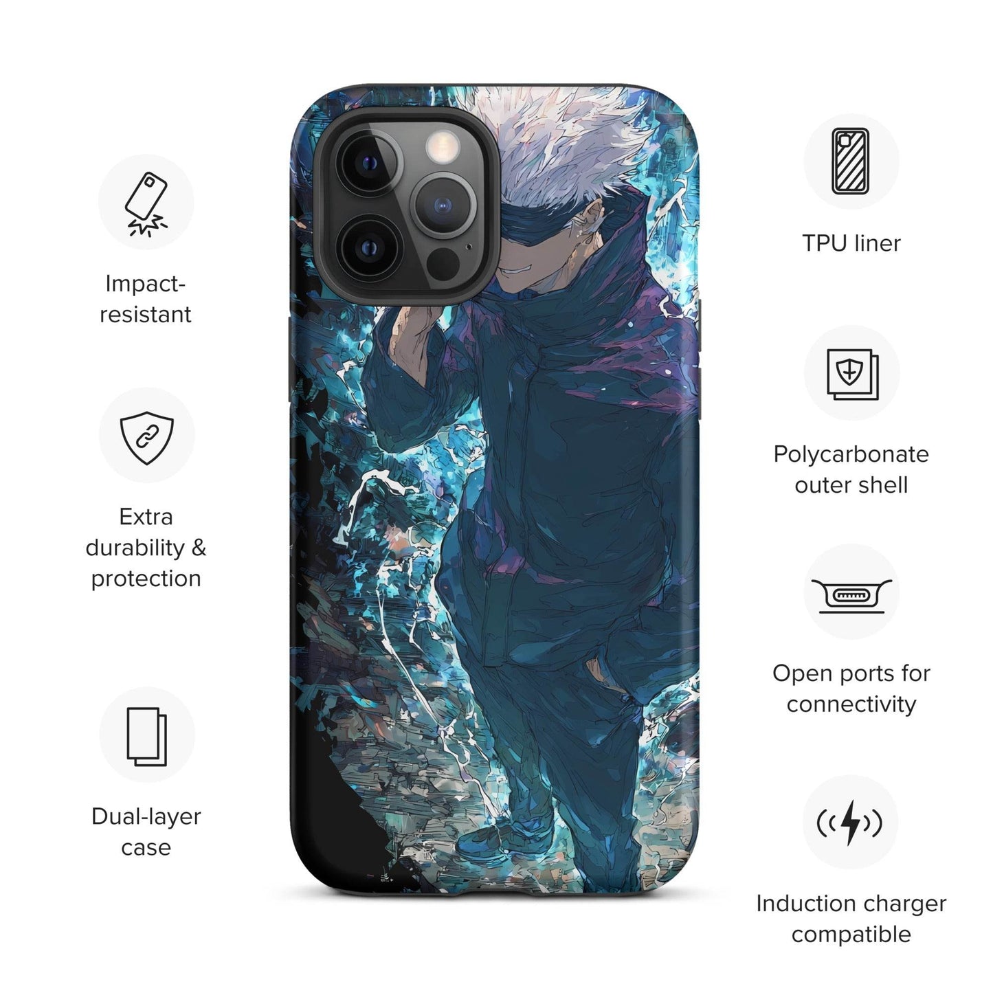 Gojo Satoru Tough Case for iPhone, Jujutsu Kaisen Anime Fan Art - Chromavolt
