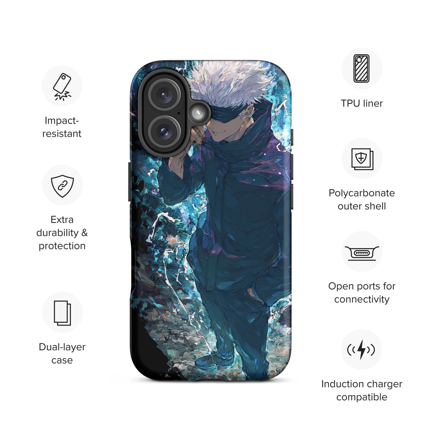 Gojo Satoru Tough Case for iPhone, Jujutsu Kaisen Anime Fan Art - Chromavolt