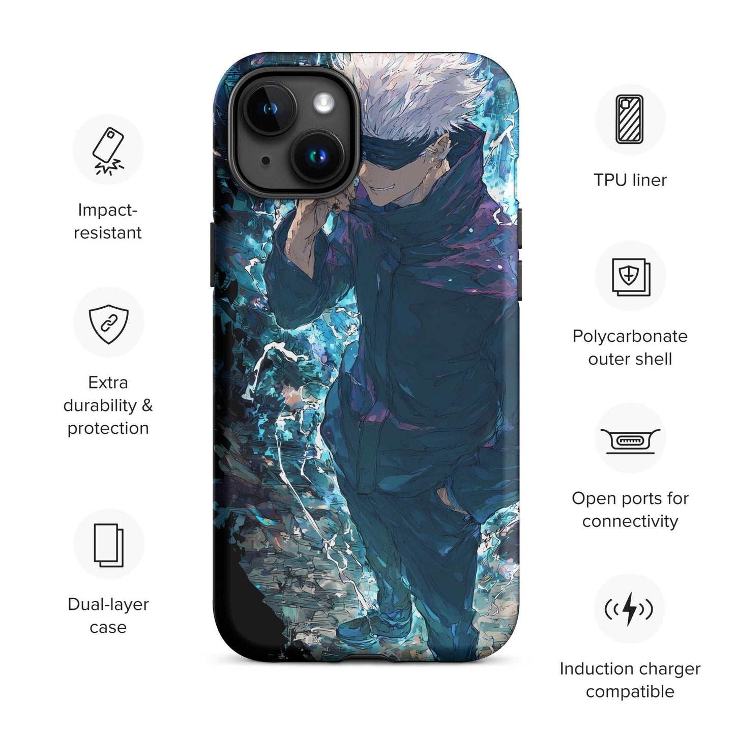 Gojo Satoru Tough Case for iPhone, Jujutsu Kaisen Anime Fan Art - Chromavolt
