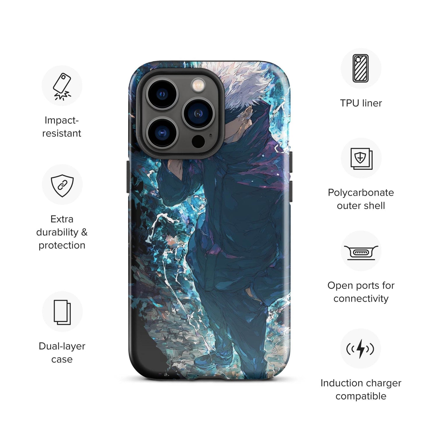 Gojo Satoru Tough Case for iPhone, Jujutsu Kaisen Anime Fan Art - Chromavolt