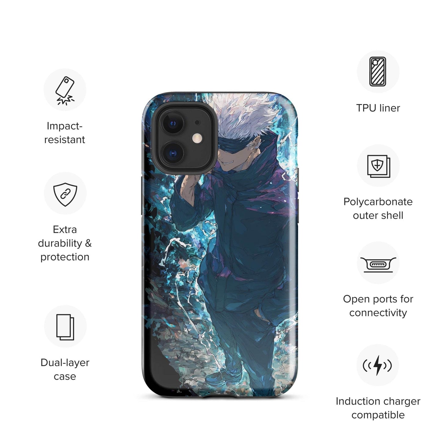 Gojo Satoru Tough Case for iPhone, Jujutsu Kaisen Anime Fan Art - Chromavolt