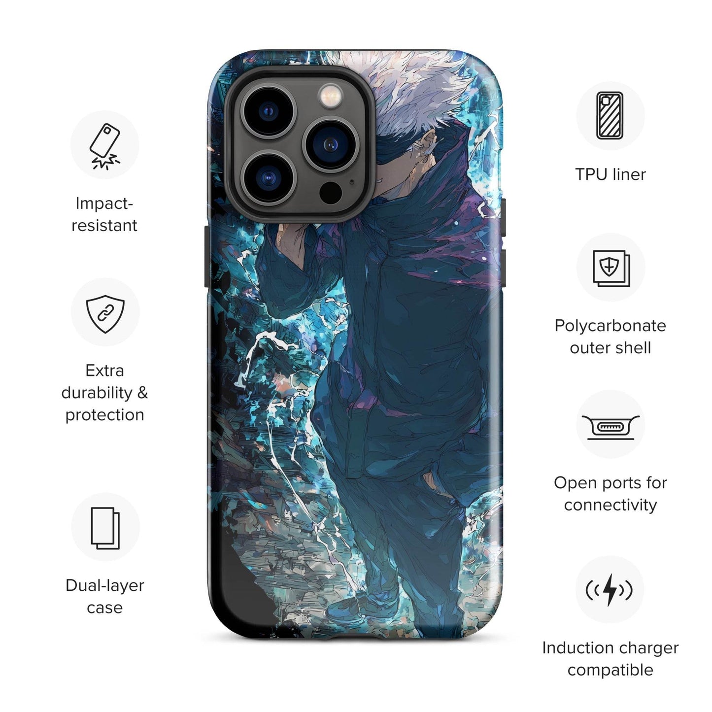 Gojo Satoru Tough Case for iPhone, Jujutsu Kaisen Anime Fan Art - Chromavolt