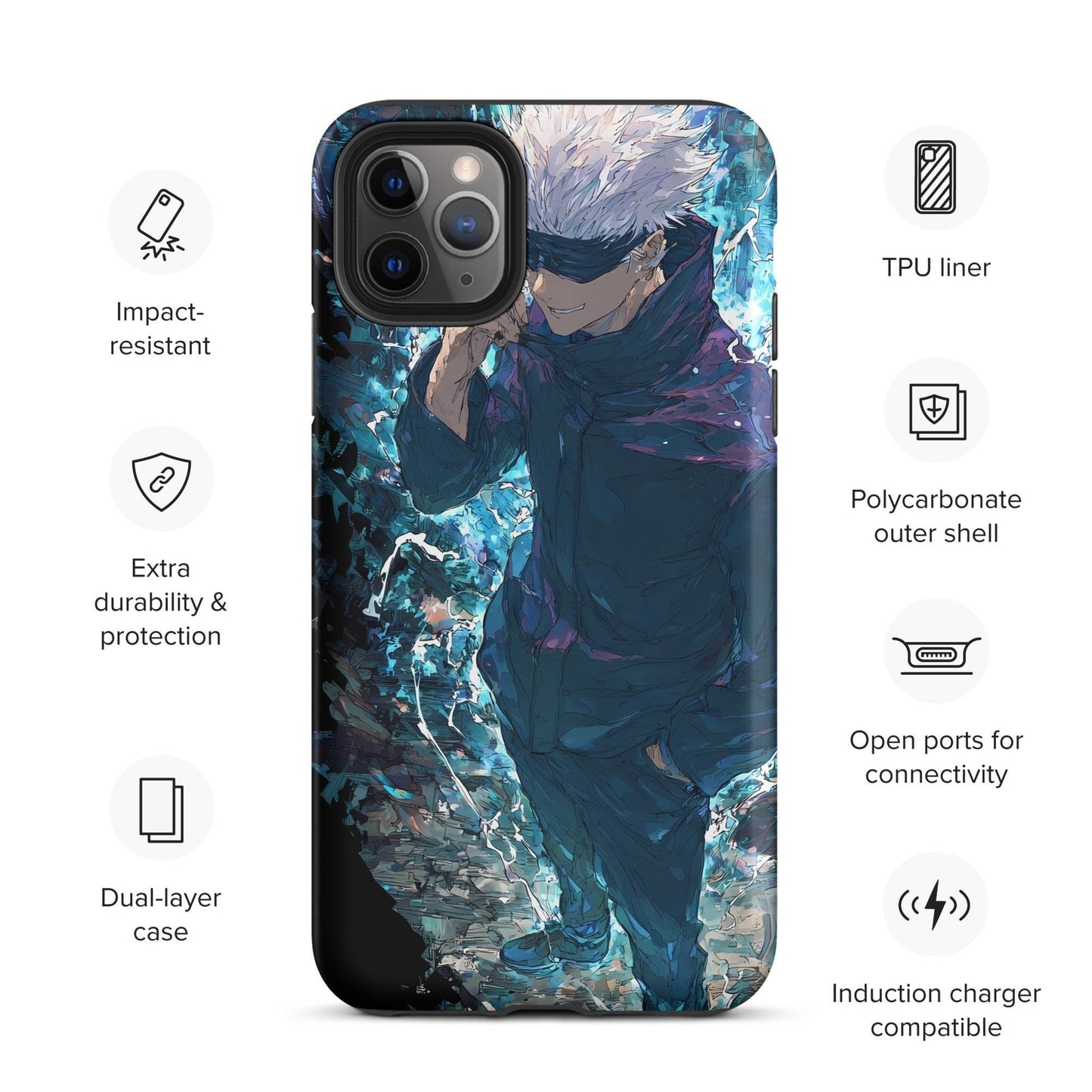 Gojo Satoru Tough Case for iPhone, Jujutsu Kaisen Anime Fan Art - Chromavolt