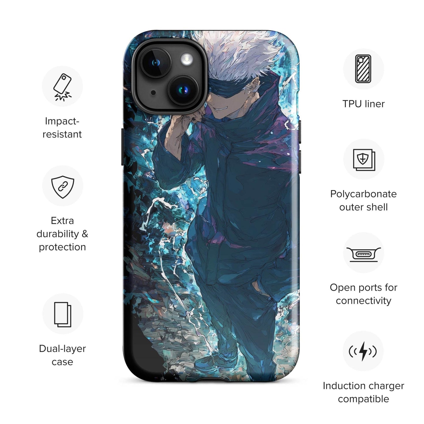 Gojo Satoru Tough Case for iPhone, Jujutsu Kaisen Anime Fan Art - Chromavolt