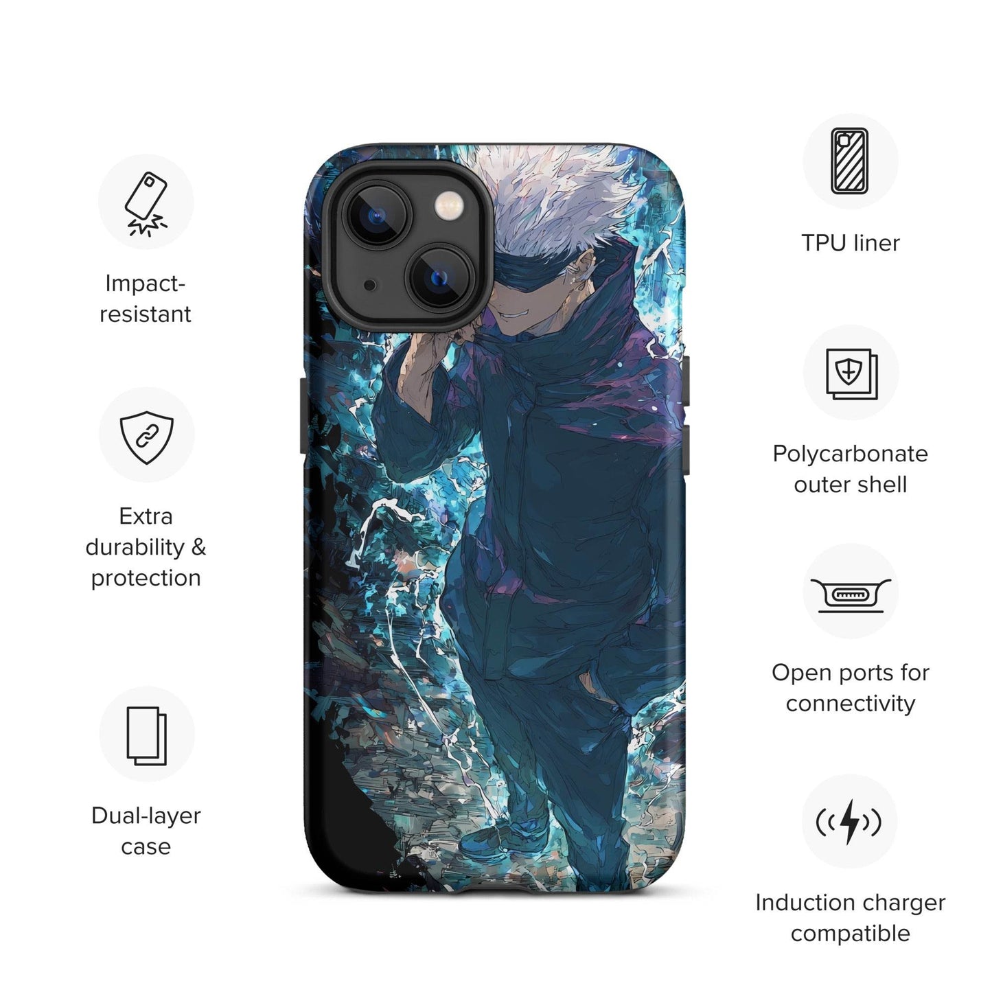 Gojo Satoru Tough Case for iPhone, Jujutsu Kaisen Anime Fan Art - Chromavolt