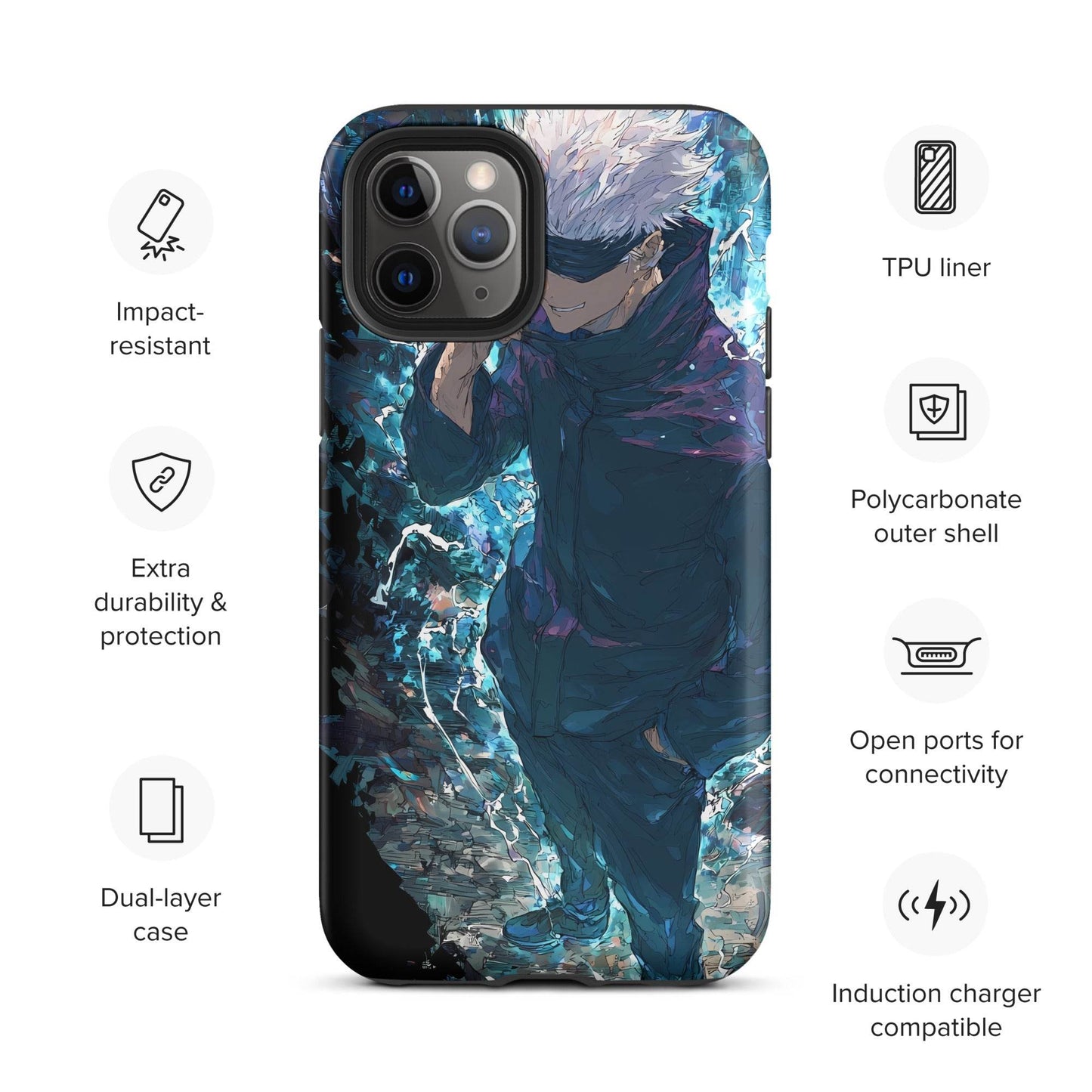 Gojo Satoru Tough Case for iPhone, Jujutsu Kaisen Anime Fan Art - Chromavolt