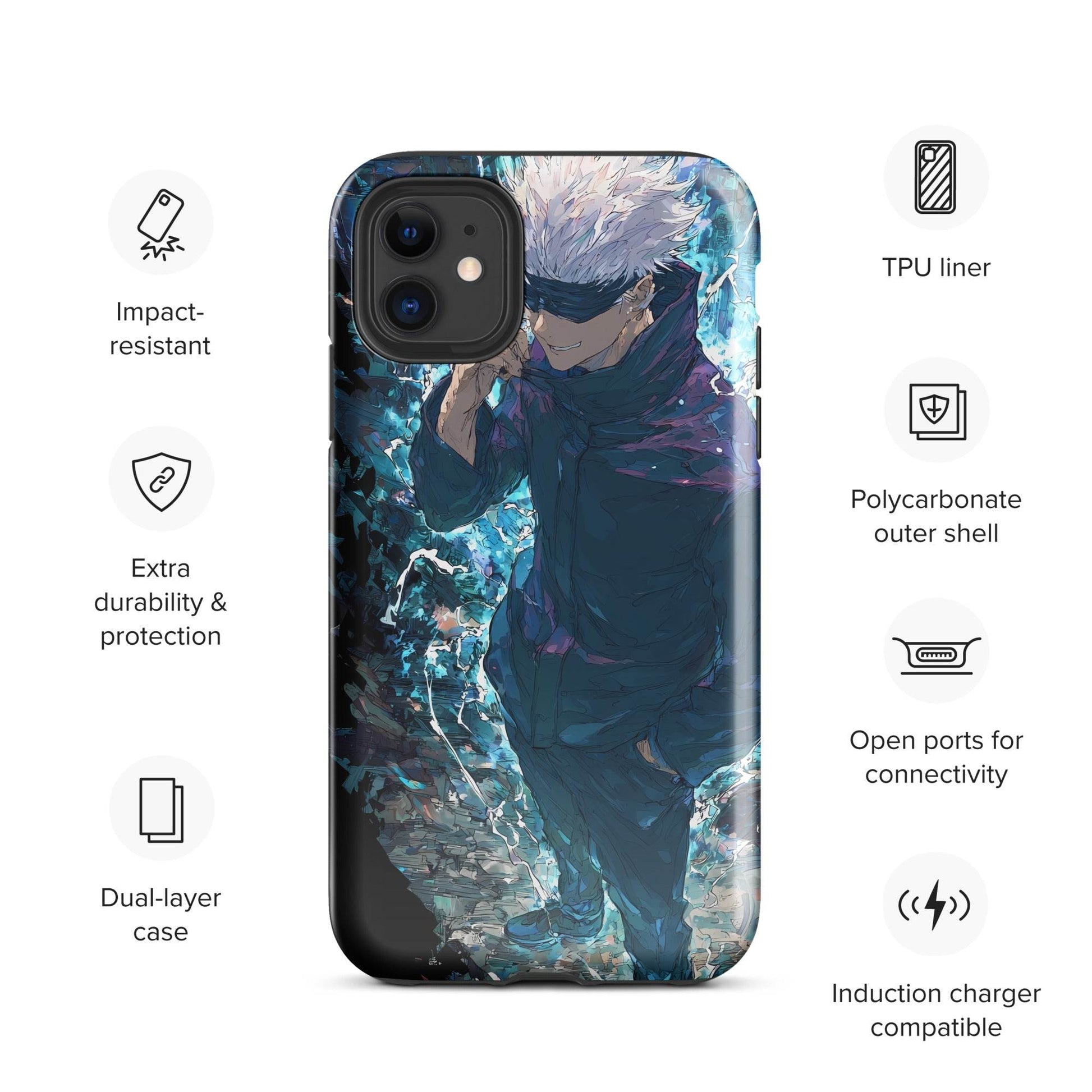Gojo Satoru Tough Case for iPhone, Jujutsu Kaisen Anime Fan Art - Chromavolt