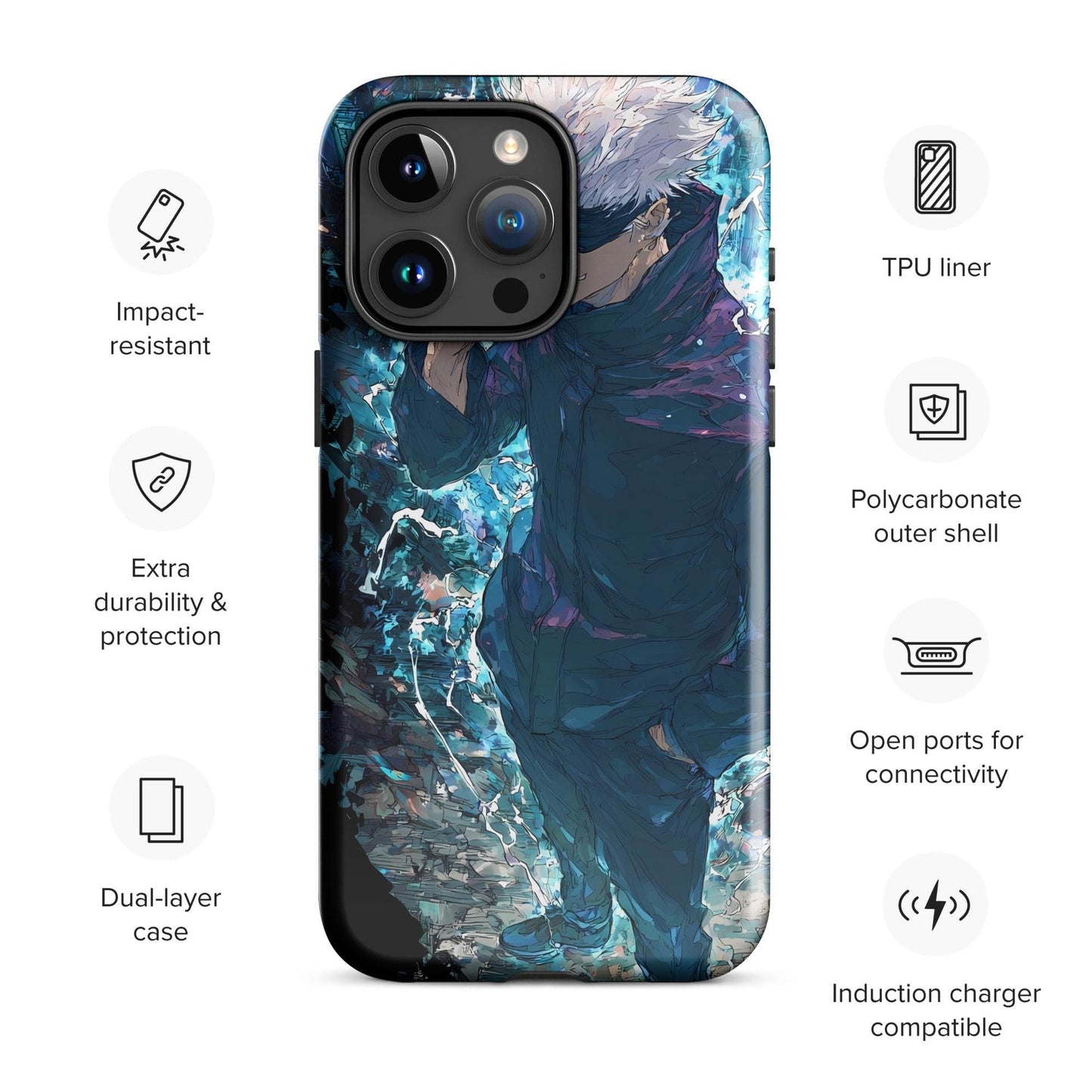 Gojo Satoru Tough Case for iPhone, Jujutsu Kaisen Anime Fan Art - Chromavolt