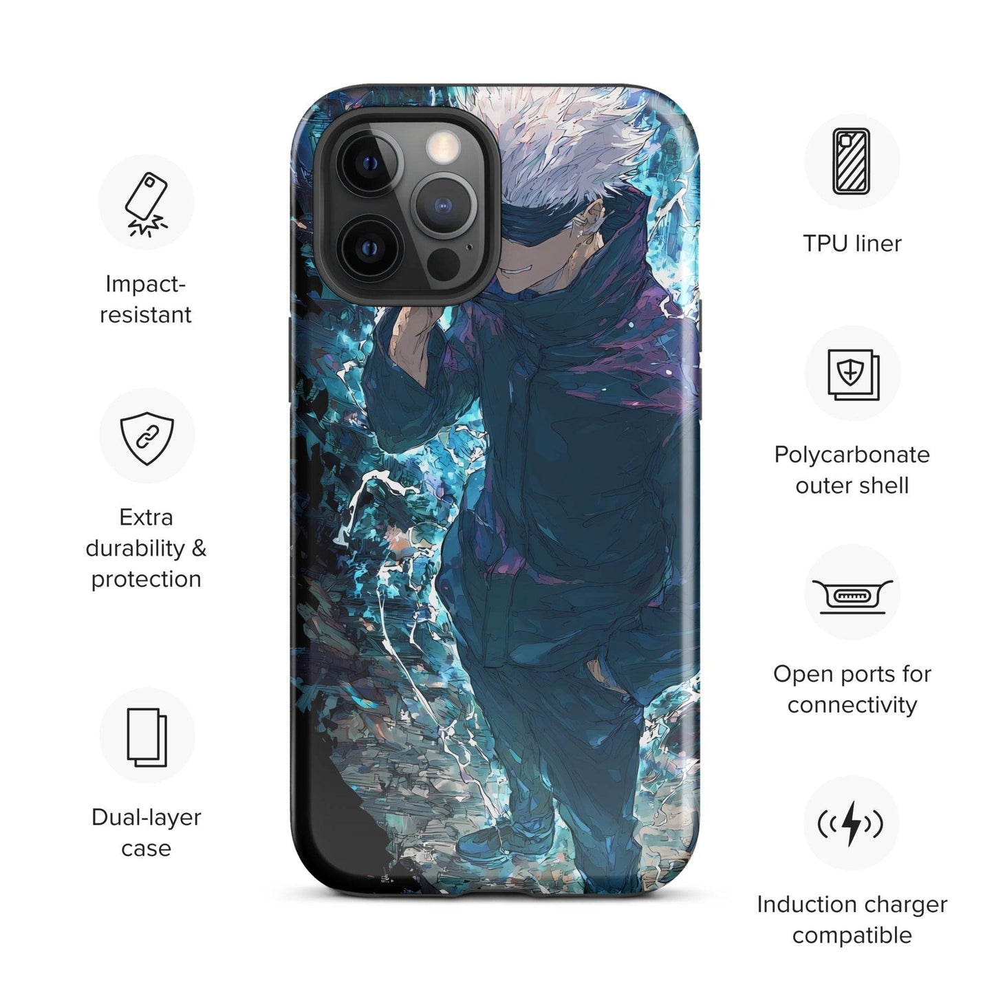 Gojo Satoru Tough Case for iPhone, Jujutsu Kaisen Anime Fan Art - Chromavolt