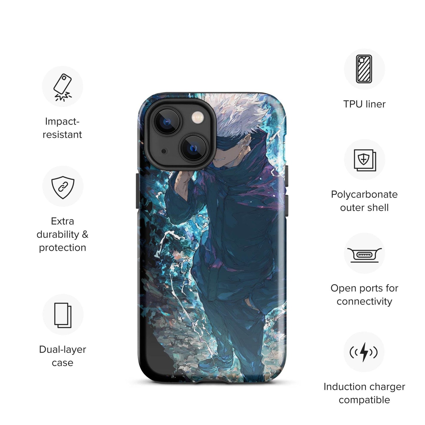 Gojo Satoru Tough Case for iPhone, Jujutsu Kaisen Anime Fan Art - Chromavolt