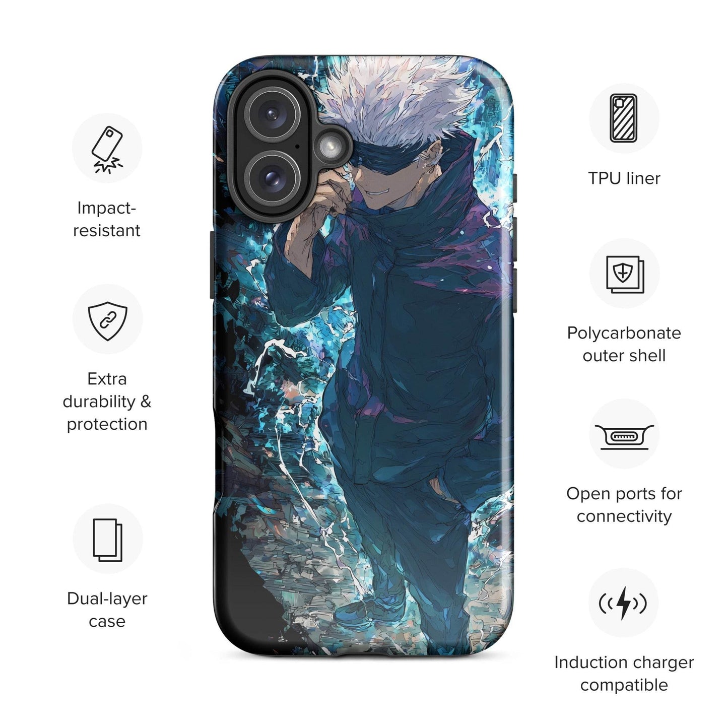 Gojo Satoru Tough Case for iPhone, Jujutsu Kaisen Anime Fan Art - Chromavolt
