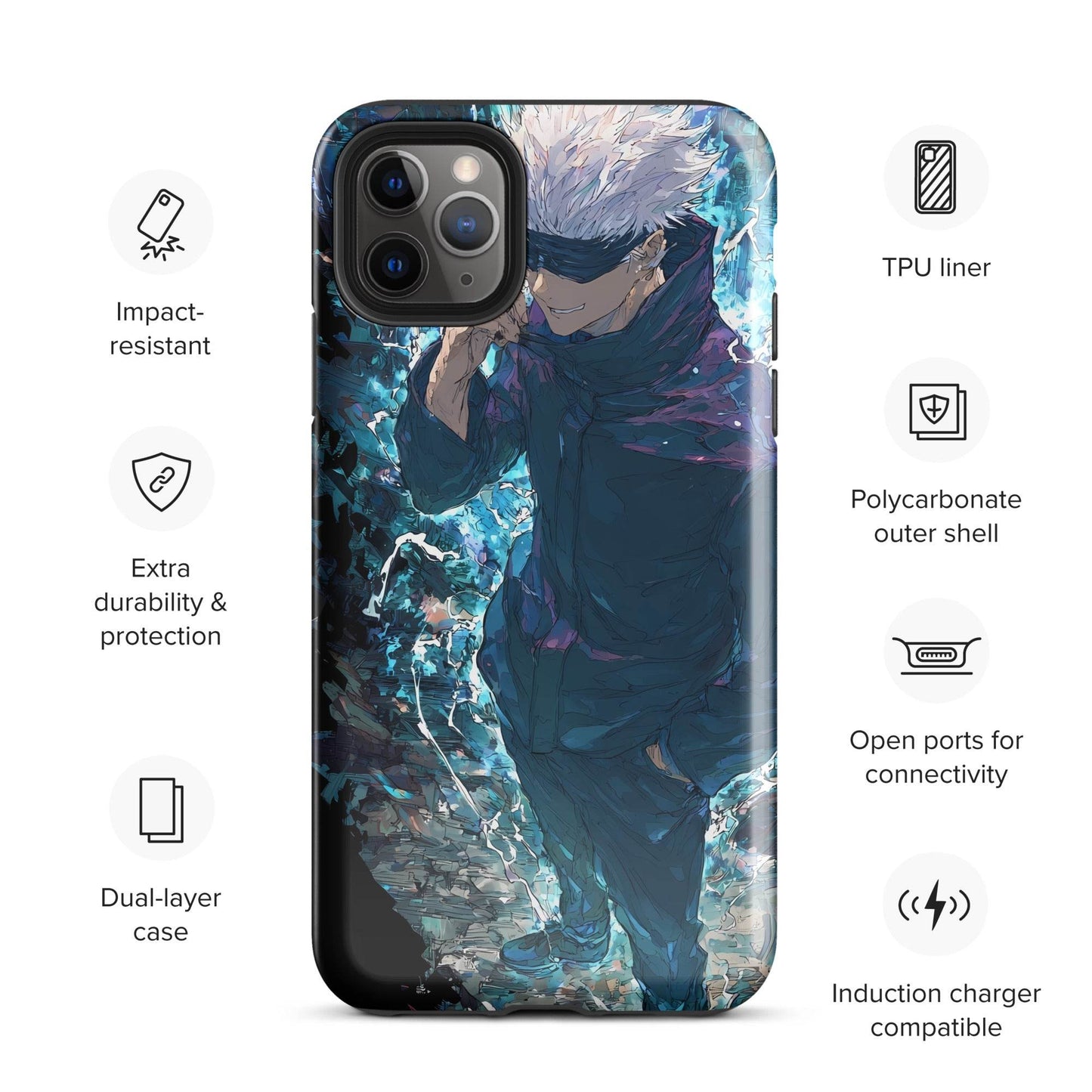 Gojo Satoru Tough Case for iPhone, Jujutsu Kaisen Anime Fan Art - Chromavolt