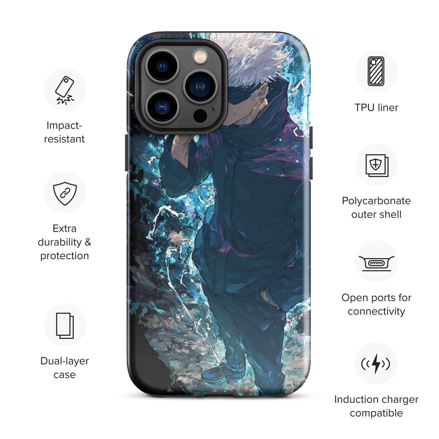 Gojo Satoru Tough Case for iPhone, Jujutsu Kaisen Anime Fan Art - Chromavolt