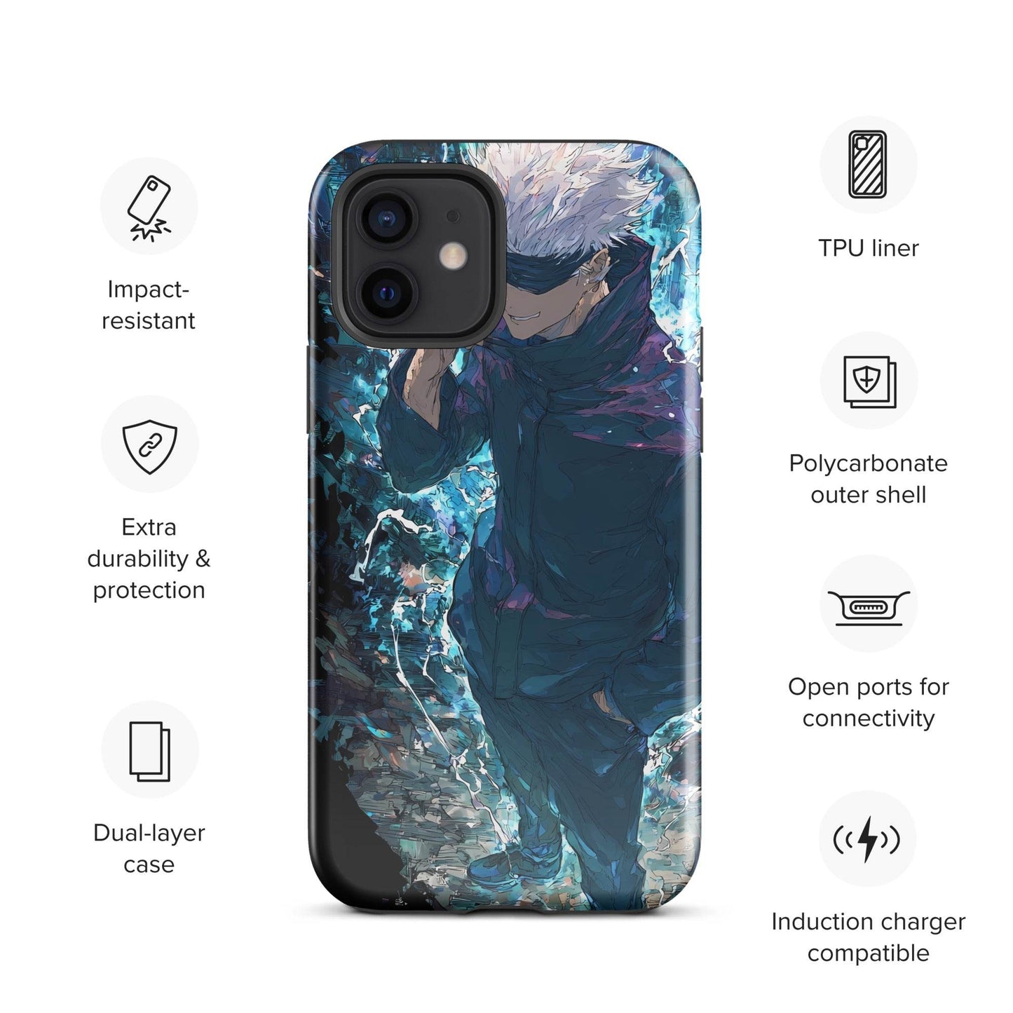 Gojo Satoru Tough Case for iPhone, Jujutsu Kaisen Anime Fan Art - Chromavolt