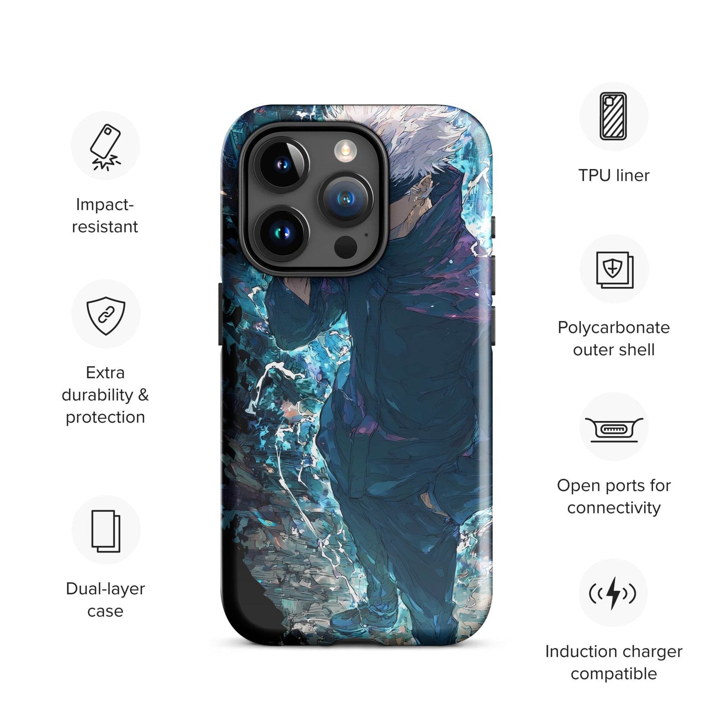 Gojo Satoru Tough Case for iPhone, Jujutsu Kaisen Anime Fan Art - Chromavolt