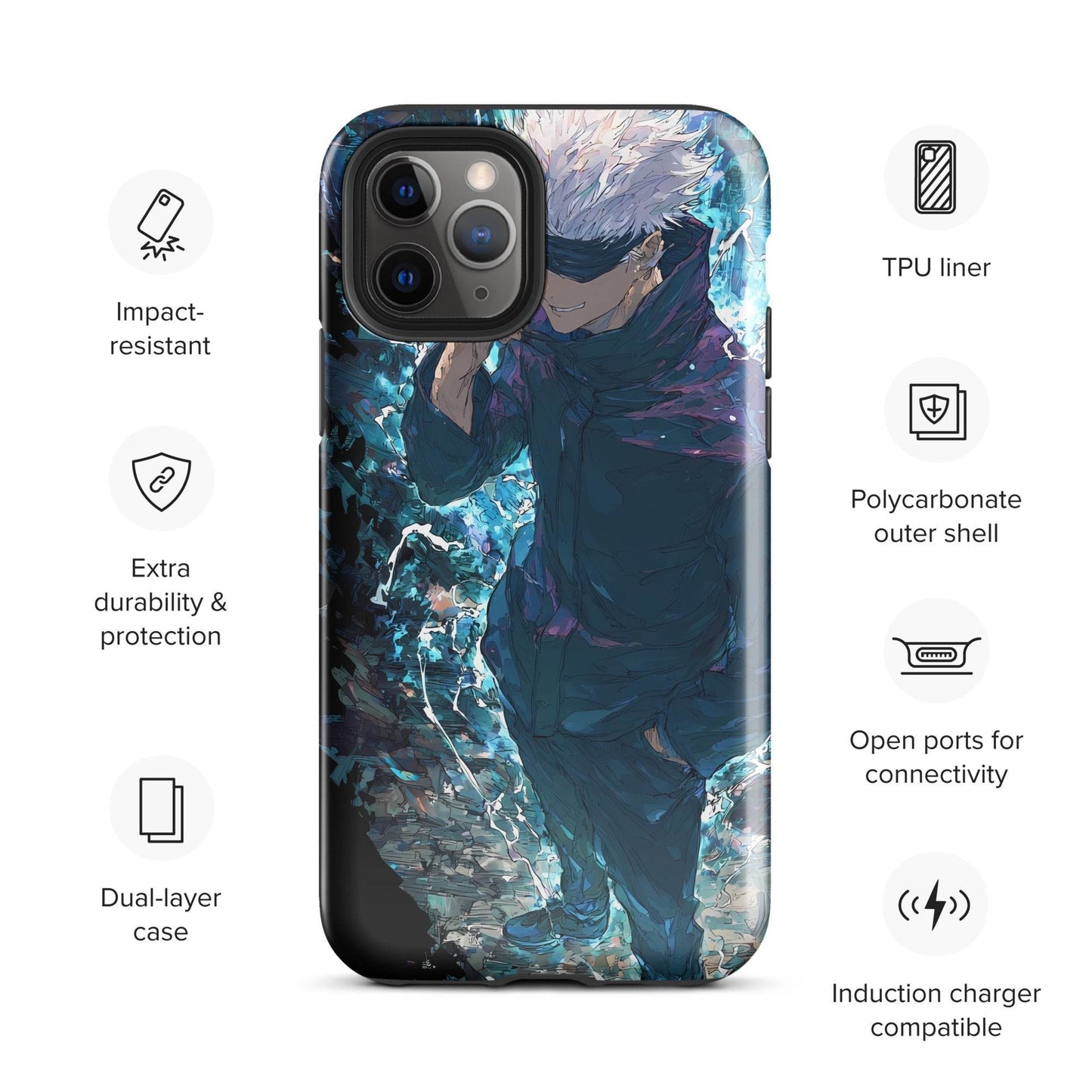 Gojo Satoru Tough Case for iPhone, Jujutsu Kaisen Anime Fan Art - Chromavolt
