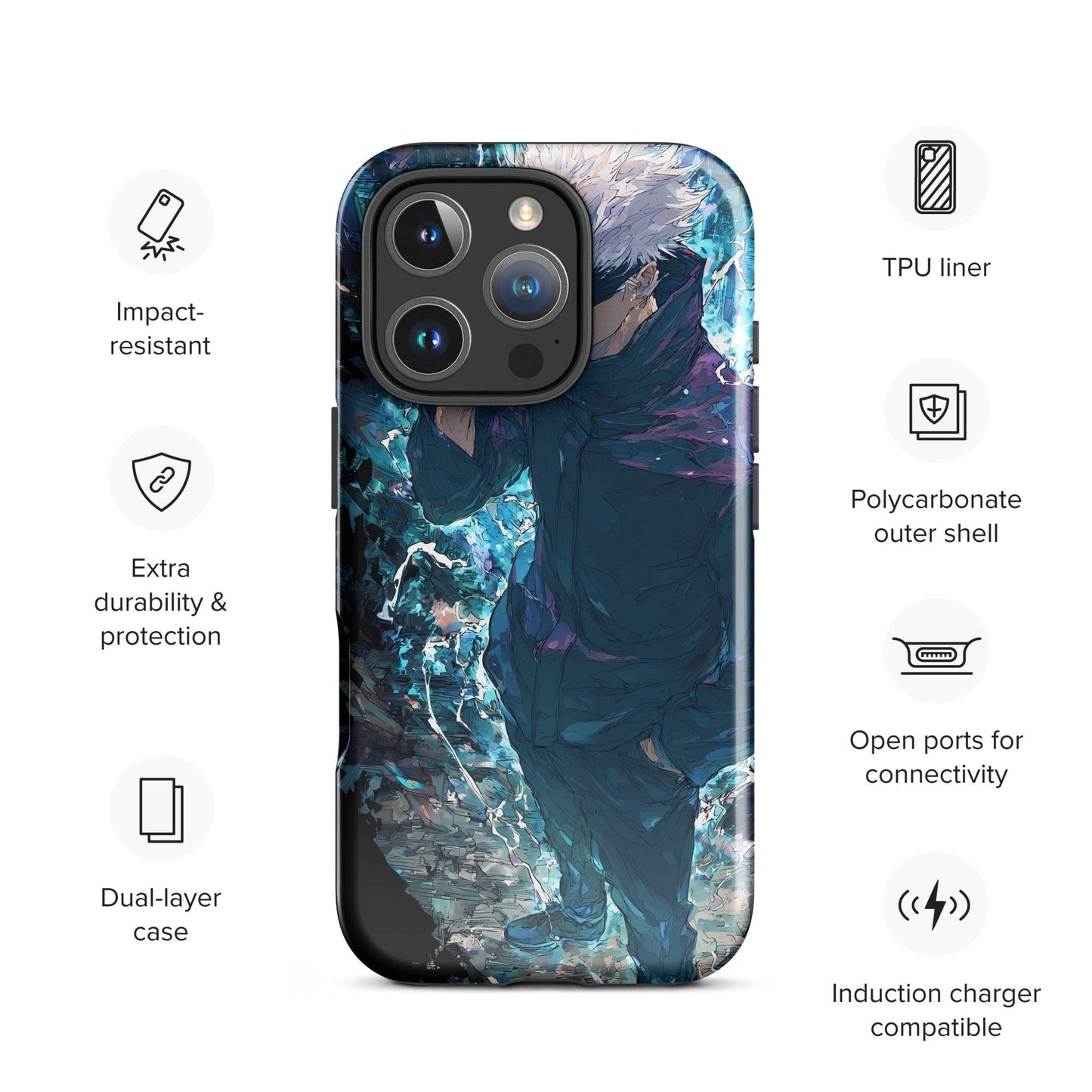 Gojo Satoru Tough Case for iPhone, Jujutsu Kaisen Anime Fan Art - Chromavolt