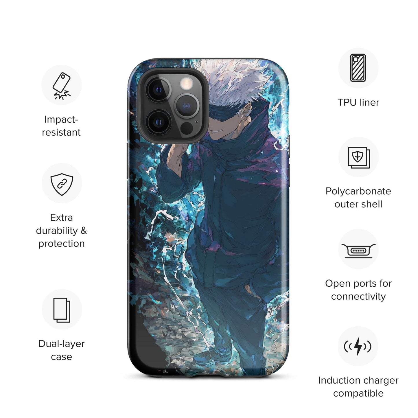 Gojo Satoru Tough Case for iPhone, Jujutsu Kaisen Anime Fan Art - Chromavolt