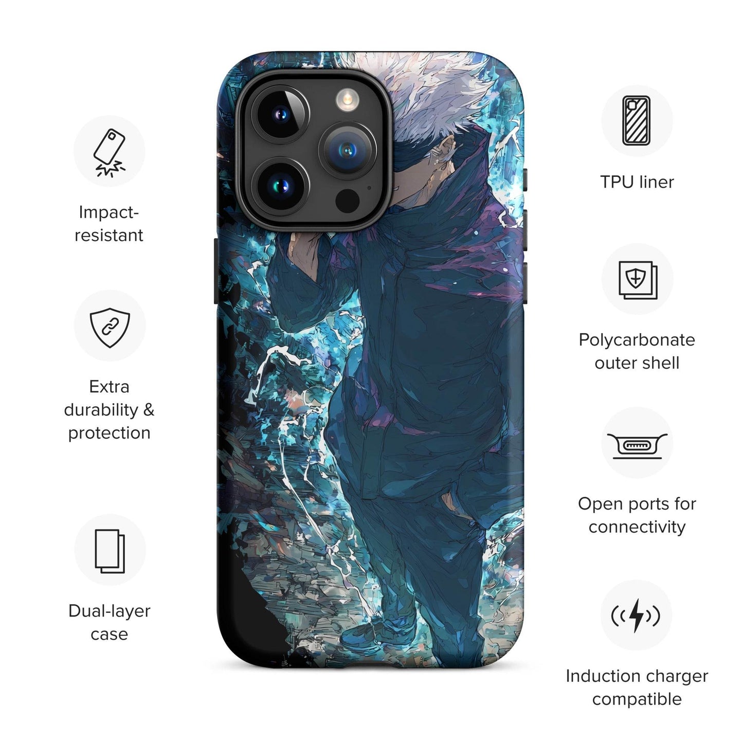 Gojo Satoru Tough Case for iPhone, Jujutsu Kaisen Anime Fan Art - Chromavolt