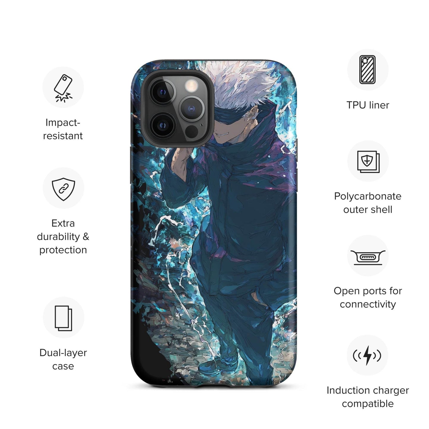 Gojo Satoru Tough Case for iPhone, Jujutsu Kaisen Anime Fan Art - Chromavolt