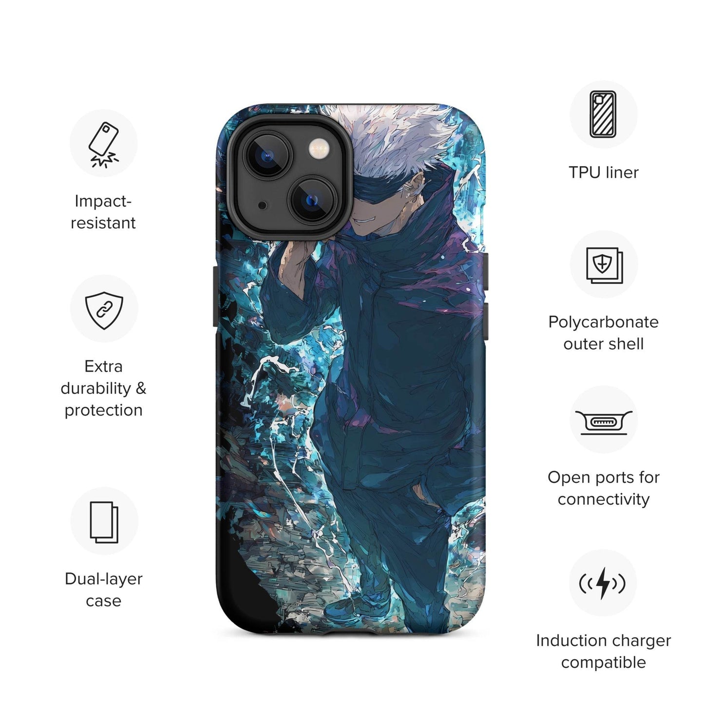 Gojo Satoru Tough Case for iPhone, Jujutsu Kaisen Anime Fan Art - Chromavolt