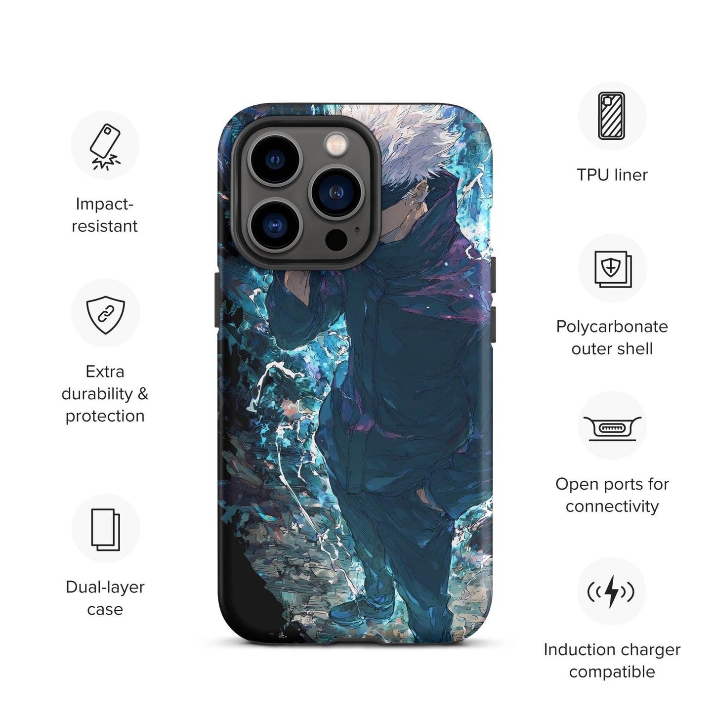Gojo Satoru Tough Case for iPhone, Jujutsu Kaisen Anime Fan Art - Chromavolt